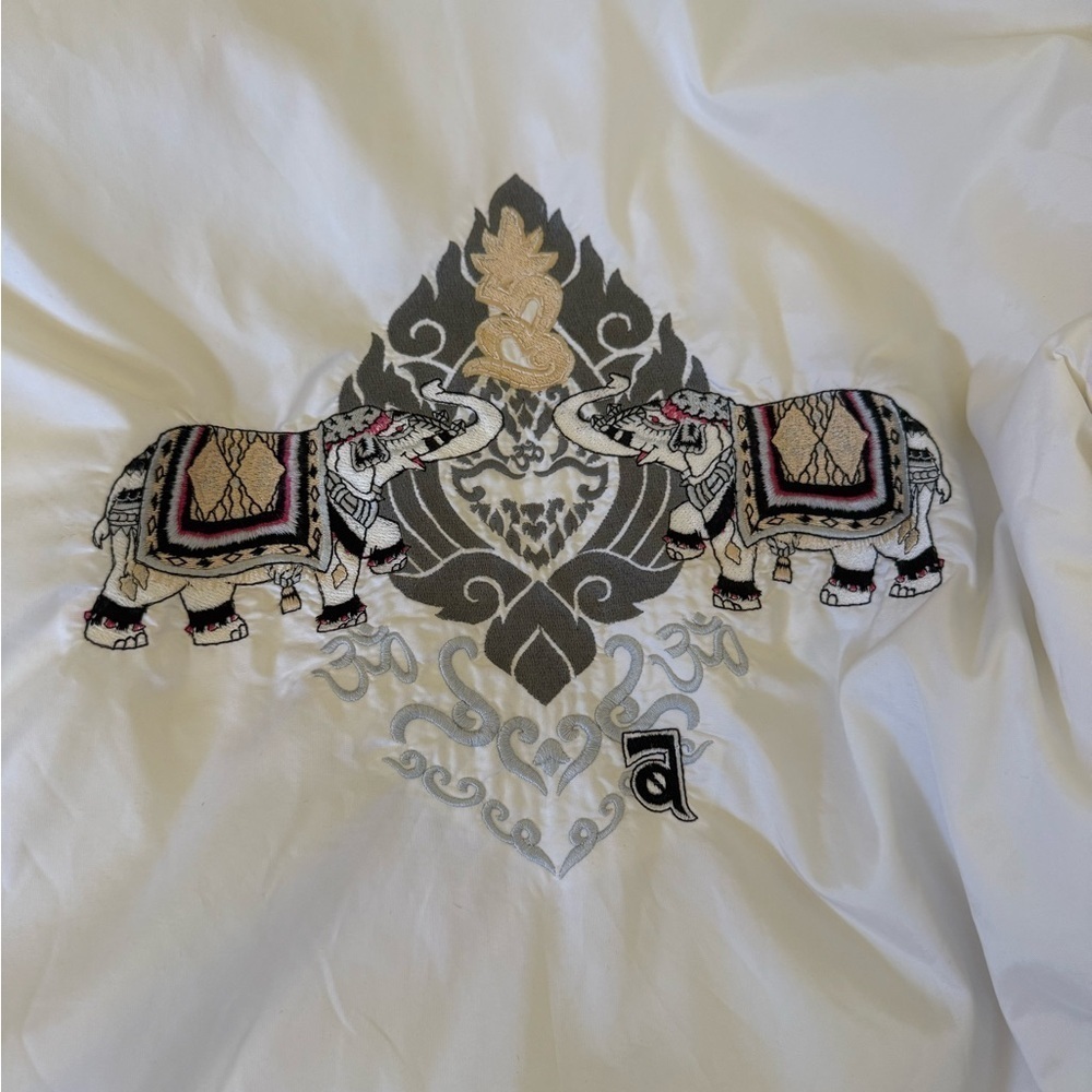 RARE Vintage Bogner White Embroidered Elephant Om Ski & Snow Jacket | Size 6 - Picture 4 of 14